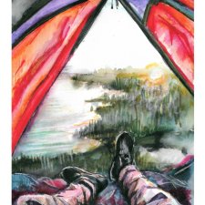 Dreams - Namiot - Seria (A4) - akwarela autorska oryginał