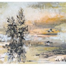 Jezioro II (Lake II - 30x40) - obraz ręcznie malowany na płótnie, do salonu, do sypialni