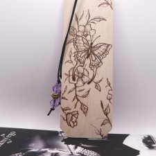 Zakładka do książki drewniana, ręcznie wypalana, "Motyl"- pirografia - prezent, upominek dla Niej, dla przyjaciółki