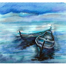 Dreams - Boat - Seria (A4) - akwarela autorska oryginał