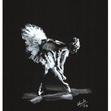 Dance 9 - Seria Taniec (A4) - rysunek ręcznie rysowany, biały i czarny tusz, papier