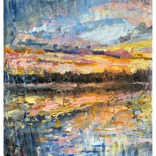 Jezioro I (Lake II - 30x40) - obraz ręcznie malowany na płótnie, do salonu, do sypialni