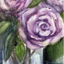 Róże przy oknie, 40/30 cm Original Akwarela