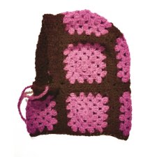Czekoladowa komoniarka alpaka handmade, ręcznie szydełkowana zimowa czapka