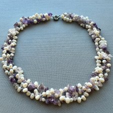 Amethysts and Pearls ❤ Gruby masywny naszyjnik - Czar i elegancja z natury ❤