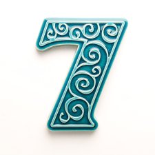 numer domu, cyfra 7, turkusowa