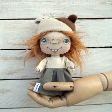 Lala - PIESEK, dekoracja tekstylna, OOAK, pocket doll