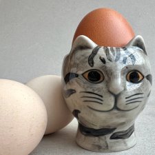 Wyjątkowy design! Pottery Cat Egg Cup ❀ڿڰۣ❀ Kotecek ❀ڿڰۣ❀ Quail