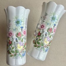 Aynsley Wild Tudor - Para wazonów ❤ Delikatna porcelana i kwiatowe zdobienie