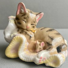 Luxury Coalport ❤ Przyjaźń kota i myszy ❤ Przesłodka figurka