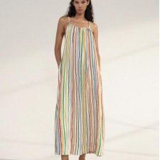 ZARA - SUKIENKA W PASKI - LEN - XS