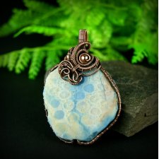 Koral fossil wisiorek wire wrapping