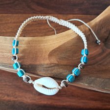 MUSZLA I TURKUSY - bransoletka hand made