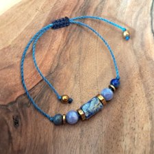 AUTORSKA Z LAPIS LAZULI - bransoletka na sznurku