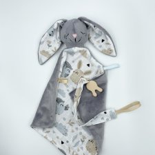 Przytulanka królik dla niemowląt z zawieszką do smoczka
