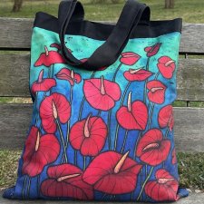 Autorska limitowana seria - anturium flowers- duża torba -SHOPPER BAG- Cotton - 42x48