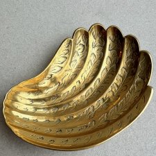 Vintage Shell Platter ❤ Paterka muszelkowa, mosiądz ❤ Ręcznie grawerowana