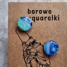 Kolczyki Aquarelki Średnie - Niebieskie paski