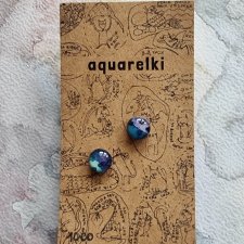 Kolczyki Aquarelki Małe - Fioletowe ciapki