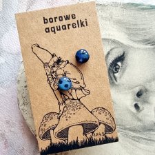 Kolczyki Aquarelki Małe - Niebieski w granatowe kropki