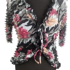 Bluzka Vintage y2k Top Boho Gypsy Fairy marszczony długi rękaw
