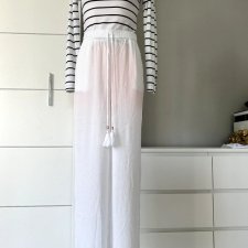 Bluzka bawełna 100 % H&M biała w paseczki granatowe w stylu marynarskim