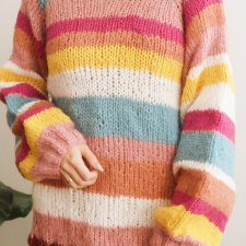 kolorowy sweter handmade M