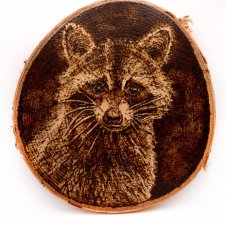 Szop - pirografia (20x18 cm) obraz wypalany na drewnie, wyjątkowy prezent, woodburning, pyrography art