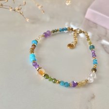 Bransoletka znak zodiaku Bliźnięta amulet turkus turmalin cytryn
