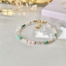 Bransoletka zodiakalna Panna szmaragd opal różowy labradoryt księżycowy