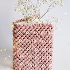 Makramowy otulacz na książkę 3 mm różany | Pokrowiec na książkę