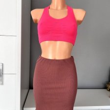 Różowy neonowy stanik, biustonosz sportowy, do ćwiczeń XS 34 S 36, wygodny