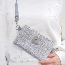 Mini saszetka na telefon z plecionki Jasnoszara