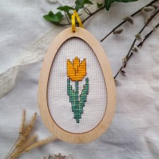 Zawieszka pisanka z żółtym tulipanem