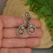 Kolczyki kwarc rutylowy oryginalne eleganckie wire wrapping