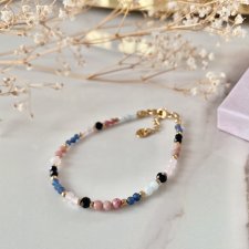 Bransoletka znak zodiaku Wodnik rodonit szafir amazonit kamienie