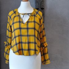 Bluzka boho falbanki w kratkę wiskoza XS S