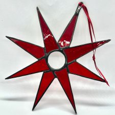 Red Star - Hand Painted ❀ڿڰۣ❀ Witrażowa gwiazda do zawieszenia ❀ڿڰۣ❀ Ornament