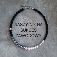 Naszyjnik na sukces zawodowy - czarny onyks i perły