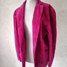 marynarka vintage fuksja damska sztruks oversize unikat cudo