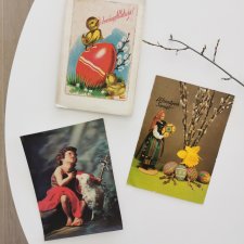 Zestaw 3 pocztówek wielkanocnych vintage