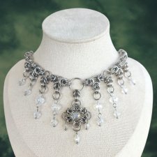 ✨ Gotycki choker chainmail ze stali chirurgicznej i szkła – ręcznie robiony, idealny do alternatywnych stylizacji! ✨