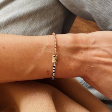 bransoletka ze szklanych koralików i jaspisu dalmatyńskiego FUERTEVENTURA
