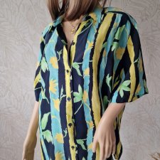 No355 Vintage bluzka damska na lato 46 plus size jedwab wiskoza