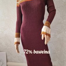 Zara bordowa sukienka ze złotą nitką M 38 elastyczna