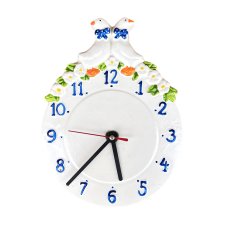 Folkowy, ceramiczny zegar ścienny, Kienzle, Niemcy, lata 80.