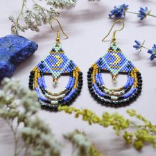 Fioletowy księżyc - kolczyki ze szklanych koralików i minerałów
