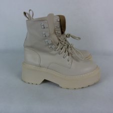Missguided botki workery ekoskóra ecru 38 24 cm