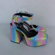 Daisy Street kolorowe czółenka na platformie metalizowane 39 / 25,5 cm