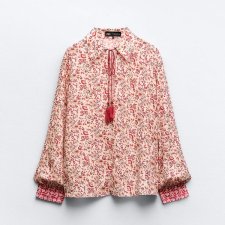 ZARA - BLUZKA BOHO - KWIATY - S